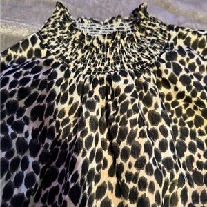 J. Crew Leopard Print Smocked Blouse